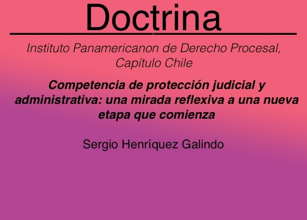 Competencia de protección judicial y administrativa: una mirada reflexiva a una nueva etapa que comienza - Sergio Henríquez Galindo